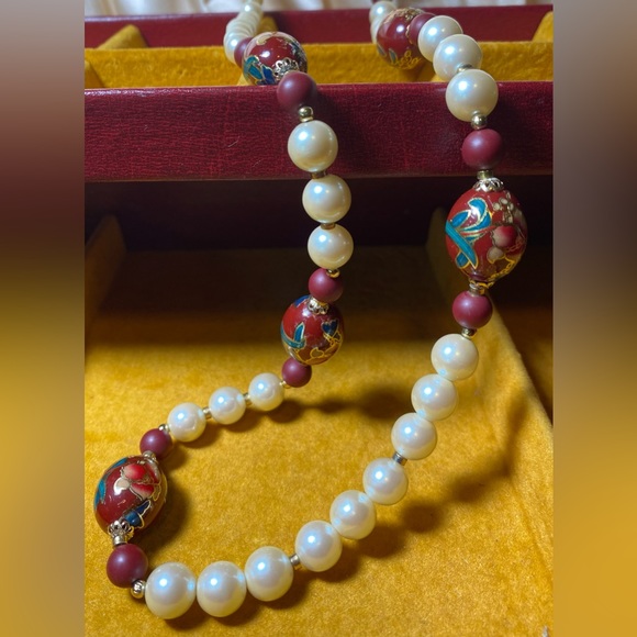 Estate, hand painted bead necklace. Beautifully crafted. Vintage - Picture 16 of 16